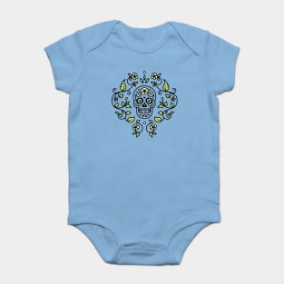 Sugar Skull Floral Vine Motif Baby Bodysuit